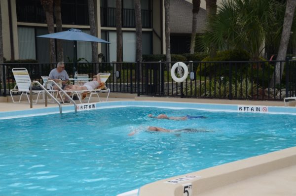 swimming laps in pool