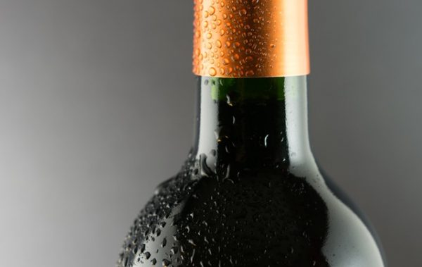closeup of wine bottle