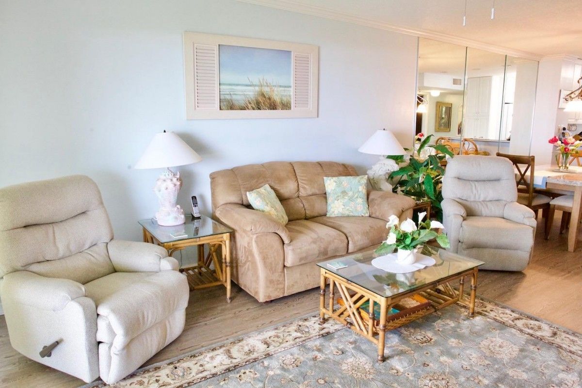 interior of st. augustine vacation rental, showcasing a fully furnished living room
