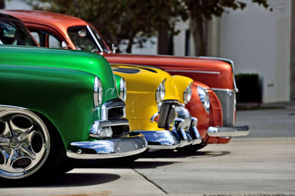 Classic cars lined up