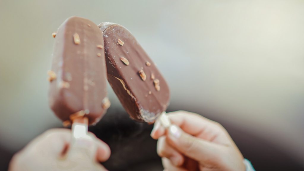 two chocolate popsicles