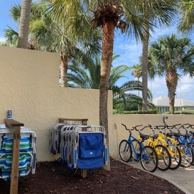 Bike and cahir rental station at the Ocean Gallery