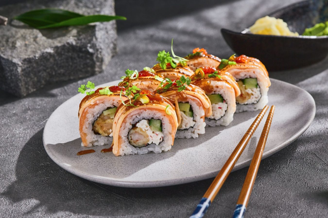 sushi roll on plate
